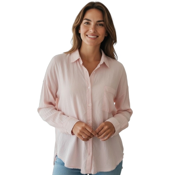 Line Cotton Button Down Shirt - Picture 1 of 6